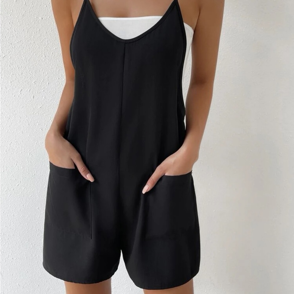 NWT SHEIN EZwear Dual Pocket Cami Romper Without Tube Top